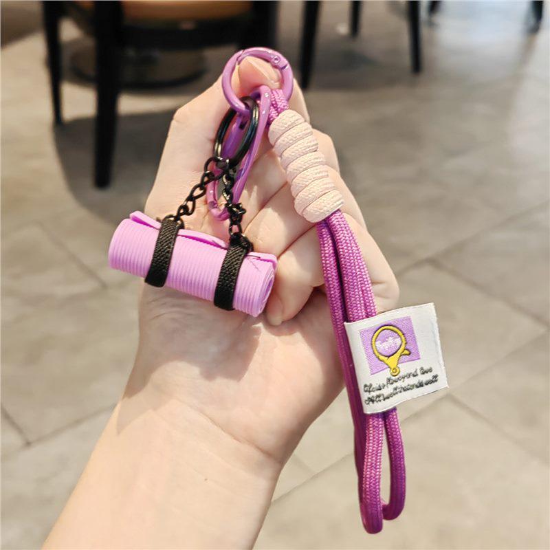 Yoga Mat Pendant Keychain: Fitness Charm for Men & Women
