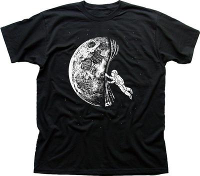 Spaceman On the Moon Nasa Black T-shirt 9366
