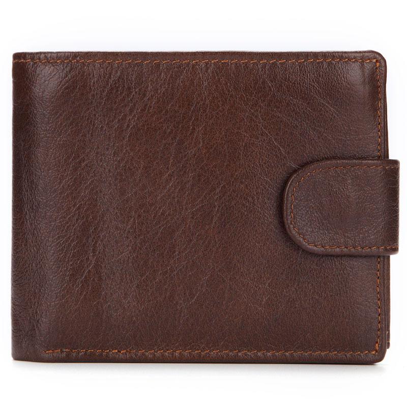 Men's Top Grain Cowhide Leather Wallet Short Horizontal Genuine Leather Purse with Coin Pocket