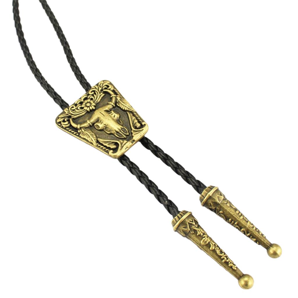 Vintage Western Cowboy Bolo Tie Longhorn Necktie Punk Necklace Costume Accessory American Bola Tie Western