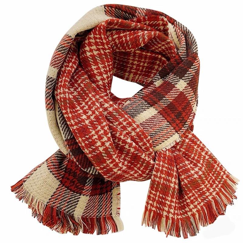 New Korean Atmosphere Plaid Scarf Female Autumn and Winter Students Thickened Warm Versatile Scarf Shawl Tide