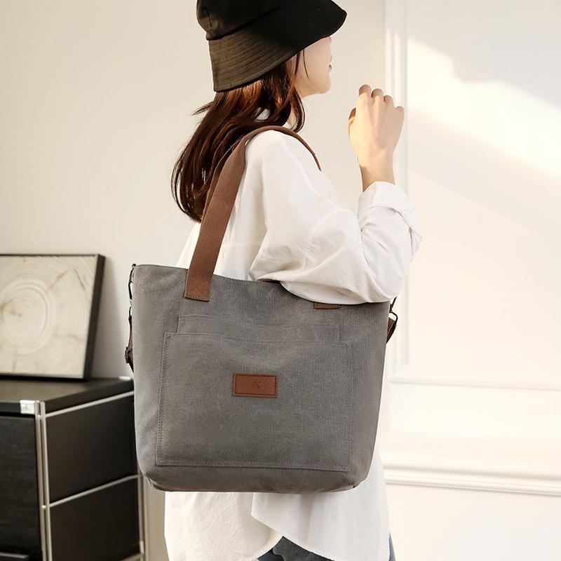 Shoulder Bag Tote Bag Women Solid Color Canvas Bag