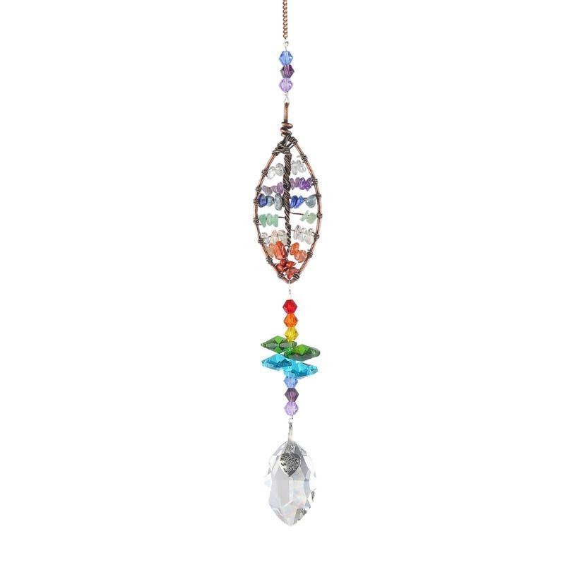 652F Colorful Tree Life Suncatchers Pendant Heart Hanging Ornament Christmas Decoration for Home Garden Window Car Room