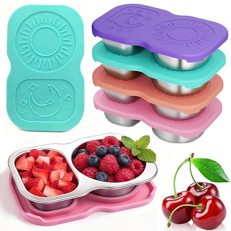 Rozsdamentes acél snack tárolók fedéllel Salátaöntet tárolók 150 ml 2 rekeszes Kis fűszertartók szivárgásmentes szilikon fedéllel
