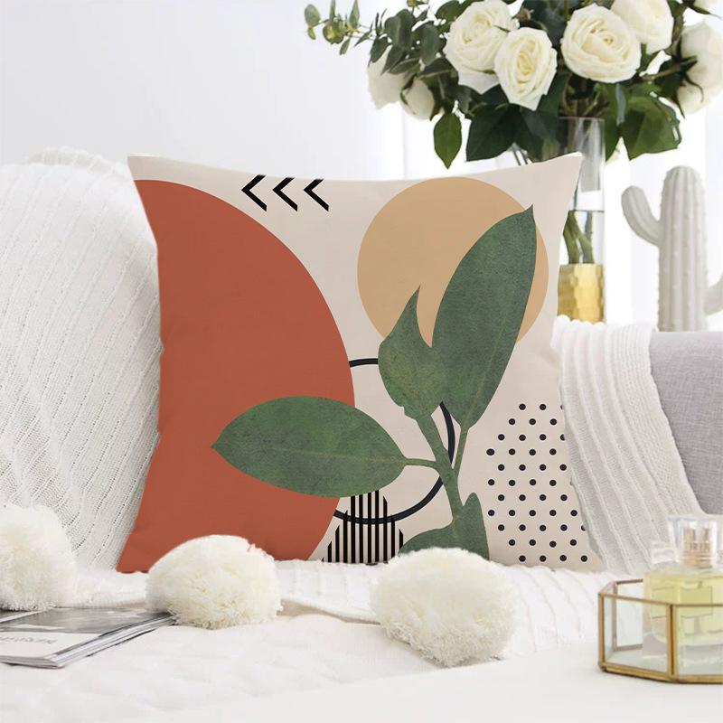 Nordischer abstrakter Kissenbezug für Sofas, moderner schlichter Kurzplüsch-Kissenbezug mit Print.