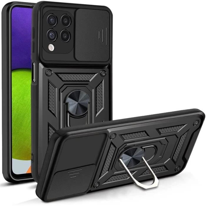 Coque - Samsung - A22 4G - Rigide - Noir - Support Rotatif 360°