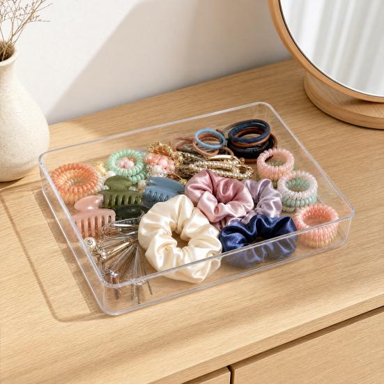 Drawer Storage Box, Transparent Large Capacity Organize, Partition Storage Container for Hair Accessories Jewelry Sundries