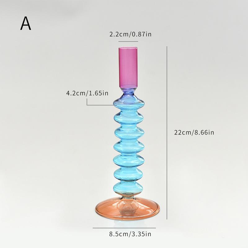 

1 шт. Ваза для цветов Креативный подсвечник Минималистичные настольные центральные элементы Цветной стеклянный подсвечник Стекло