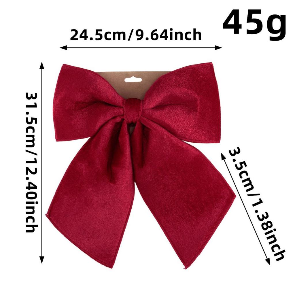 Christmas Luxury Bow Red Velvet Ornament Holiday Festive Tree Decor Home Ambience Creation Christmas Party Supply Ornament