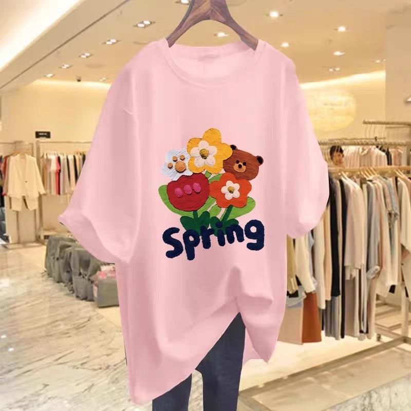 Fluorescent Green T-shirt Women's Short-sleeved Loose Pure Cotton 2025 New Spring and Summer Medium and Long Large Size Color American Top