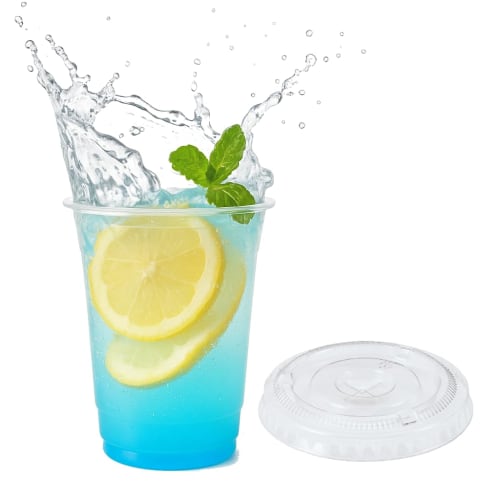 

9 oz (270 ml) Plastic Cups with Lids, 100-Piece Clear Cup Set, Perfect for Cafes and Takeout