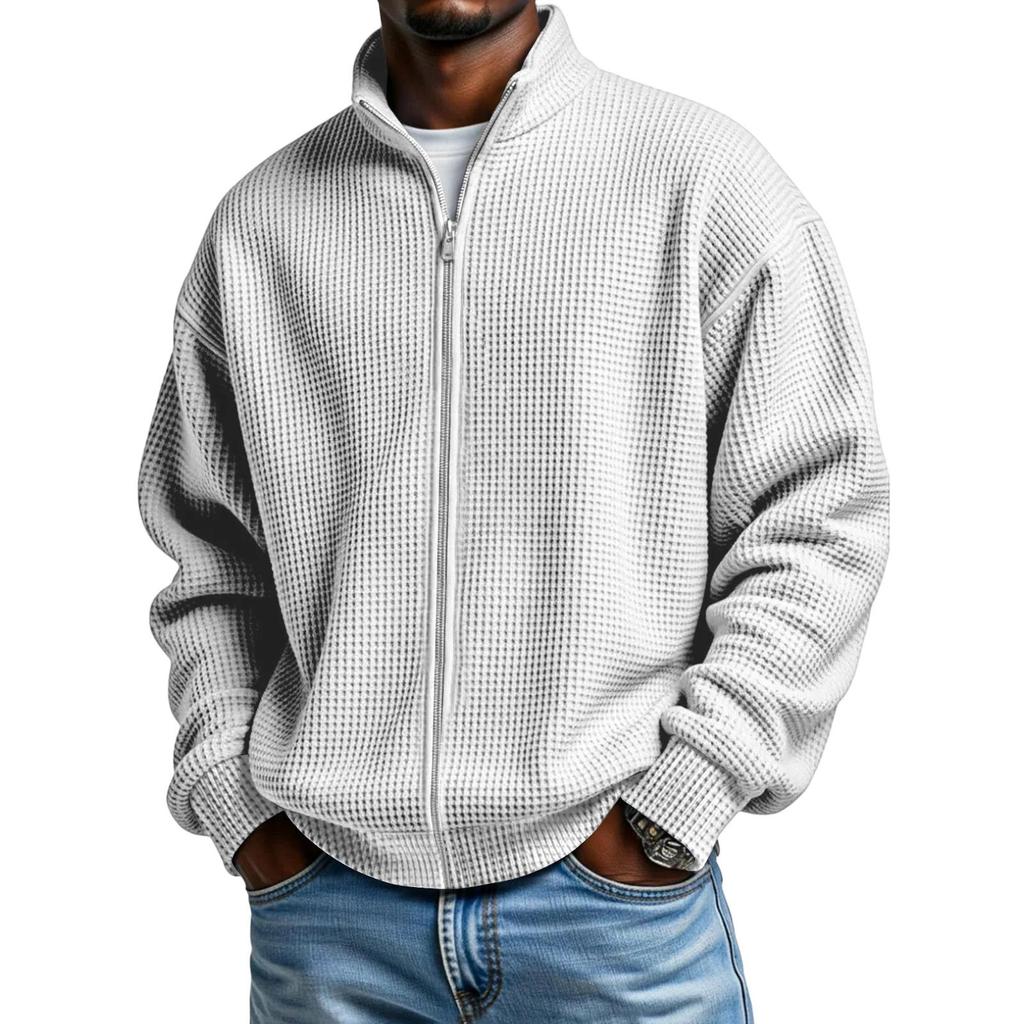Men Full Zip Up Casual T Shirt Long Sleeve Loose Fit Tops Fall Fashion Regular Fit Cardigan Tops