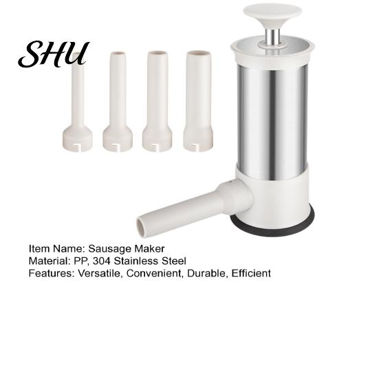 Long-lasting Sausage Stuffing Machine 1 Set Maker Stainless Steel Stuffer with Large Spout 4 Nozzles Efficient Equipment for Home Kitchen Non-slip