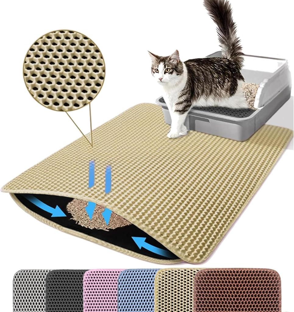 Cat Litter Mat Double Layer Pet Non Slip Big Pet Litter Box Filter MatWear Resistant Waterproof Anti-slip Cat Litter Mat