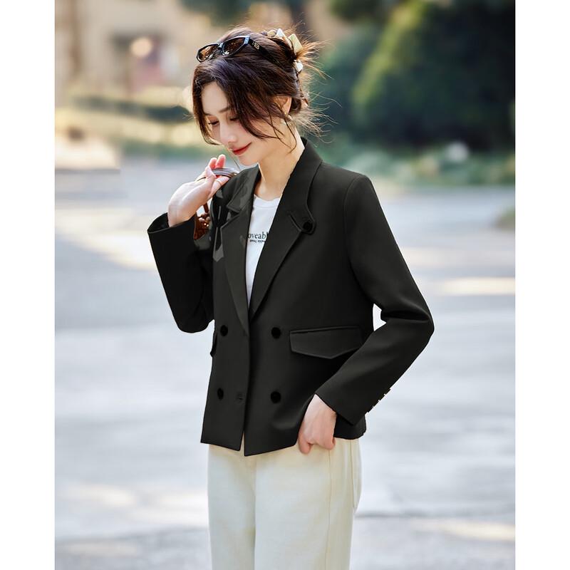 TERRE BLEUE Women's Double-Breasted Commuter Blazer