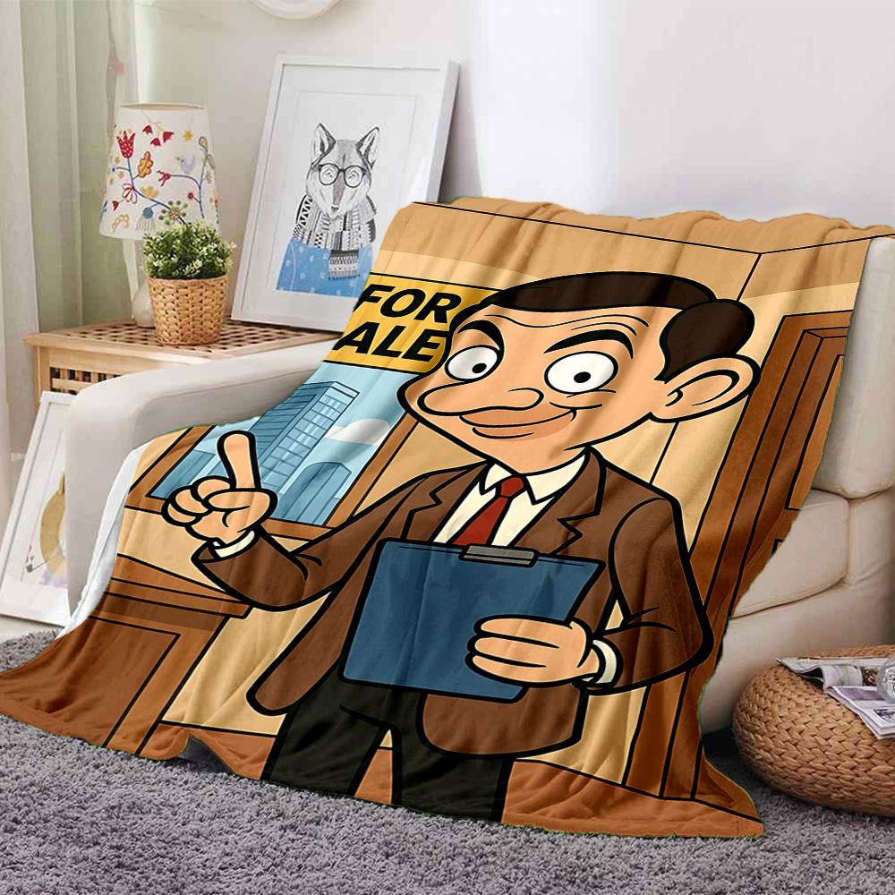 Mr Bean Property Flannel Blanket Super Soft Warm Cozy Blanket For Sofa Bed Office Travel Allseason Home Decor Gift