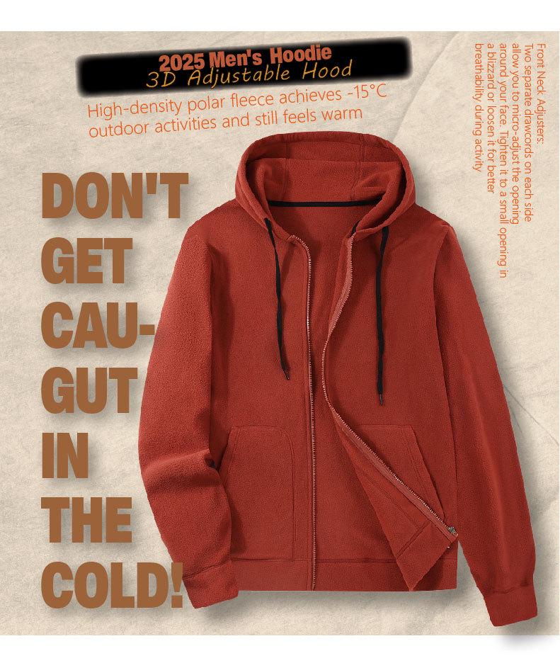 Men's Plus Size Fleece Hooded Zipper Sweatshirt with Velvet Lining