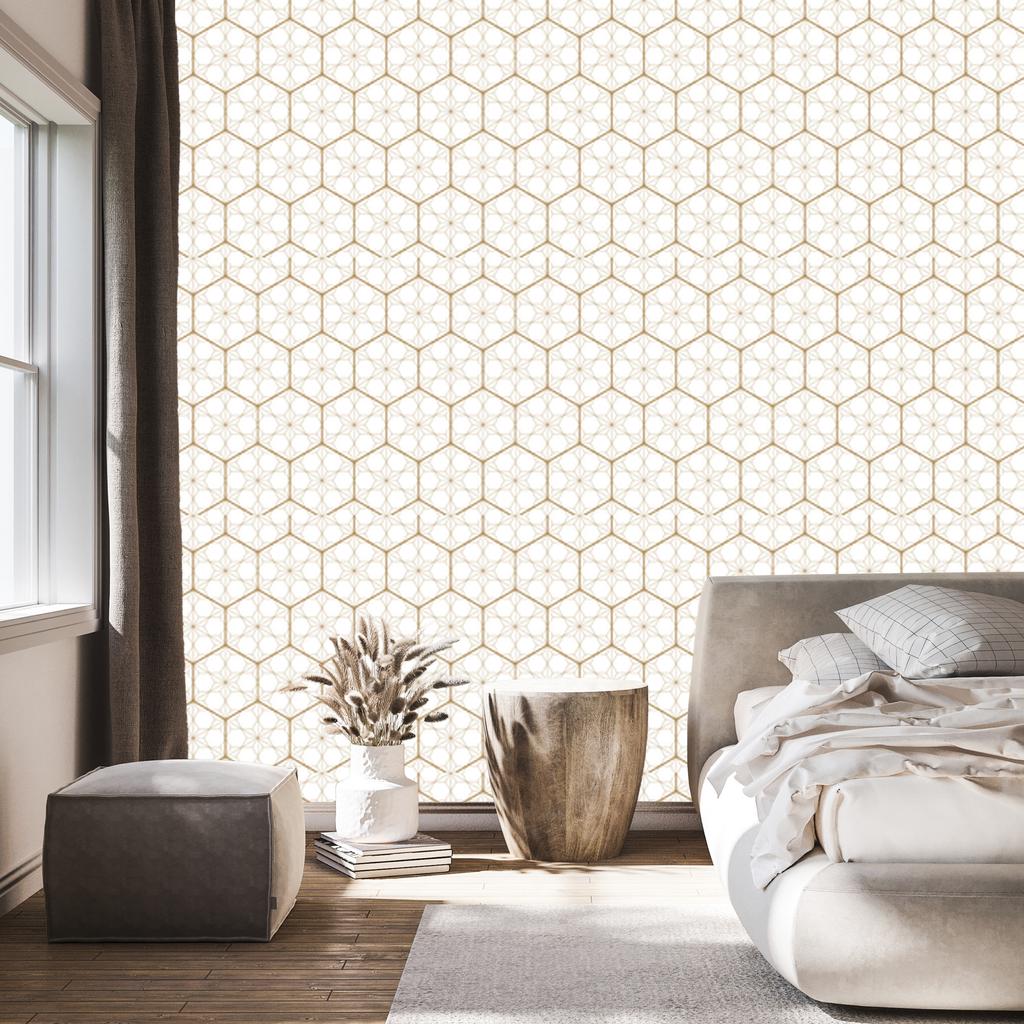 Geometric and hexagonal wallpaper for living room and bedroom 50x1000
