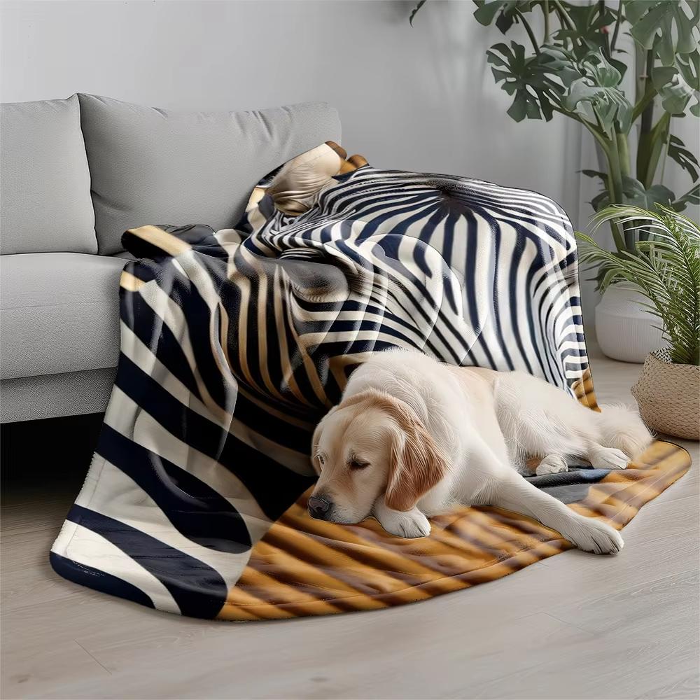 Zebra Pattern Blanket Microfiber Flannel Cover Blanket Bedroom Living Room Sofa Soft And Comfortable Home Decoration