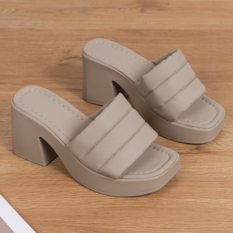 Fashion Women Summer High Heels Slippers Women Chunky Sandals Design New Casual Shoes Platform Slingback Flip Flops Zapatos Femme Pumps