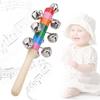 5pcs Handle Wooden Bells Colorful Percussion Instrument Infant Baby Rattle Toys with 10pcs Small