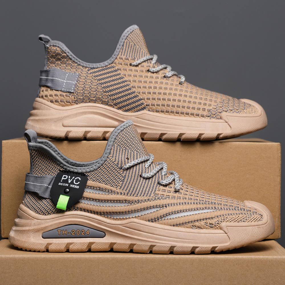 Men's shoes autumn new mesh sports mesh shoes 2025 summer breathable men's work soft sole casual running trendy shoes