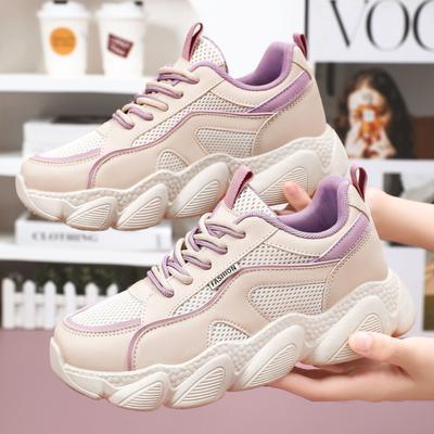 Tendance Mode Sport Chaussures pour Femmes 2024 Printemps Nouveau Mesh Semelle Épaisse Double Lacets Rétro Coréen Décontracté Chaussures de Papa 36-41