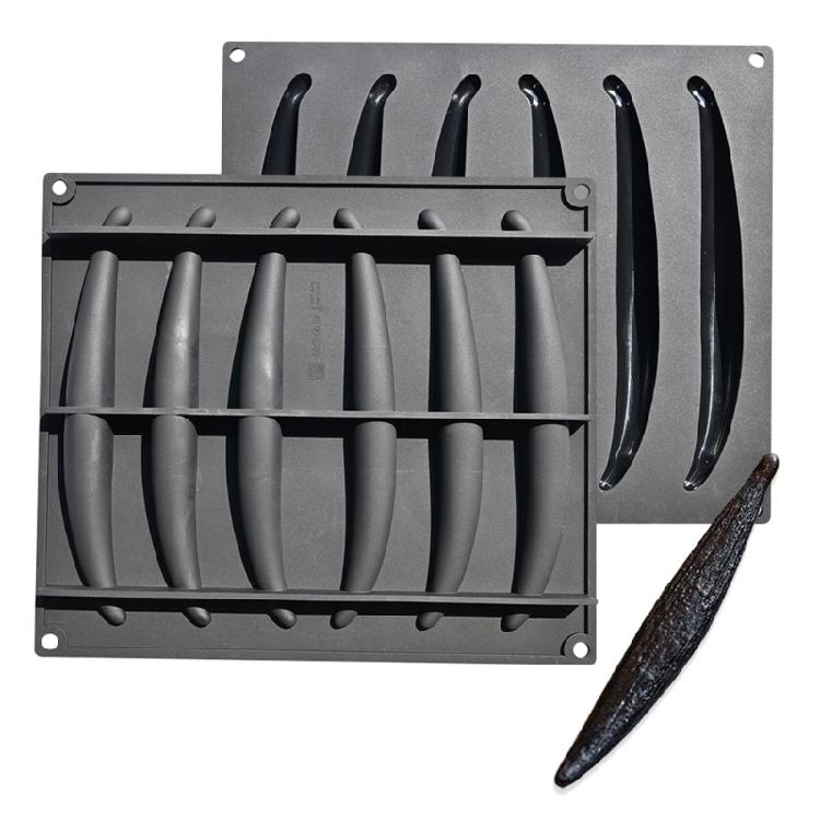 Nonstick 6 Cavity Vanilla Pods Shape Chocolate Molds Food Safe Silicone Easy Releases Vanilla Stick Dessert Cake Mould