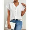 JPNTKY Women's Fashion Casual Solid Color Print V-Neck Short Sleeve Blouses & Shirts