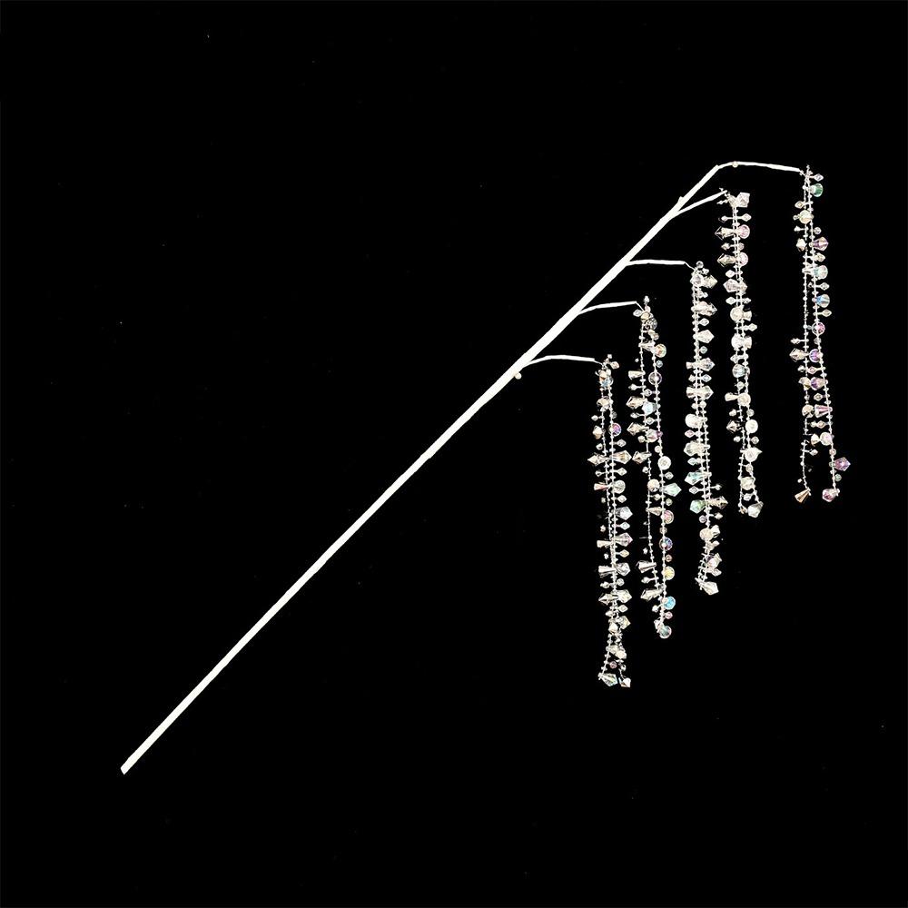Glitter Finish Christmas Crystal Pick Branch Crystal Dangle with Butterfly Acrylic Christmas Decor Sprig Long Stem Sparkling