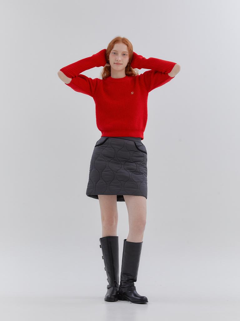 Anoetic Wave Line Quilting Skirt_Black