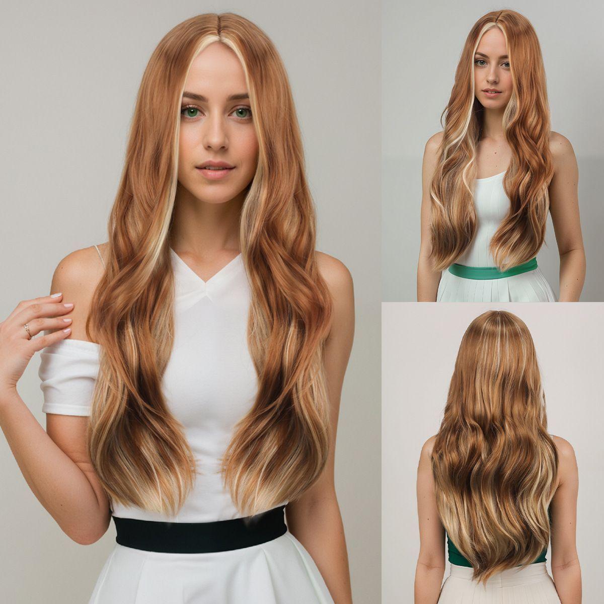 Fashionable Wavy Hair Lady s Wigs - Synthetic High-temperature Filament Lady s Head Cover Wigs YN026