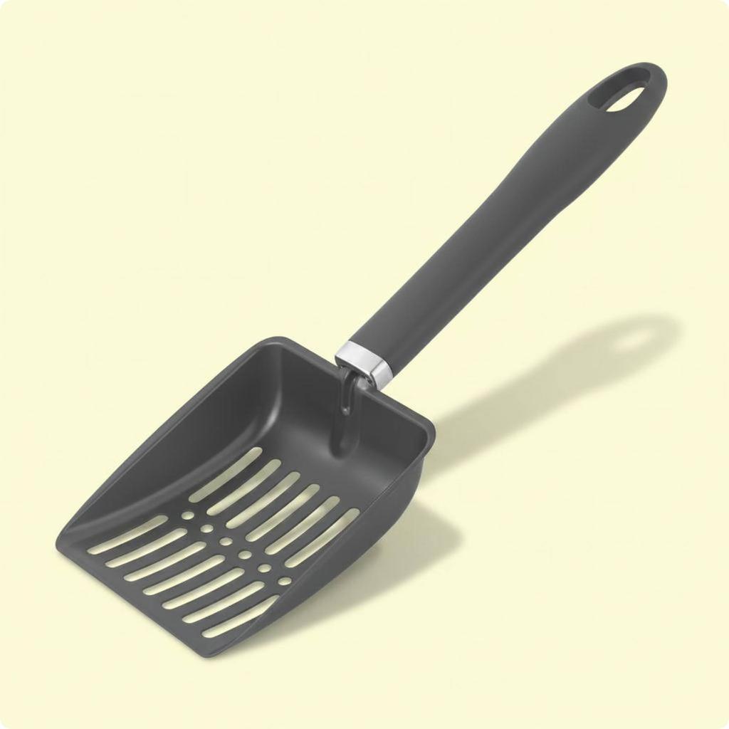 Stainless Steel Litter Scoop Slotted Design Long Handle Feline Litter Scoop Feline Poop Scooper Easy to Clean