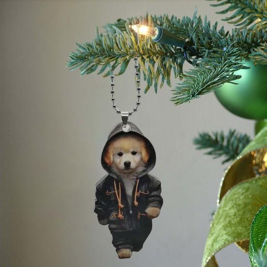 

Мультяшная собака акриловое подвесное украшение для дома в помещении рождественская елка зеркало заднего вида автомобиля 2D плоский щенок человек подвесное украшение животное кулон Dog
