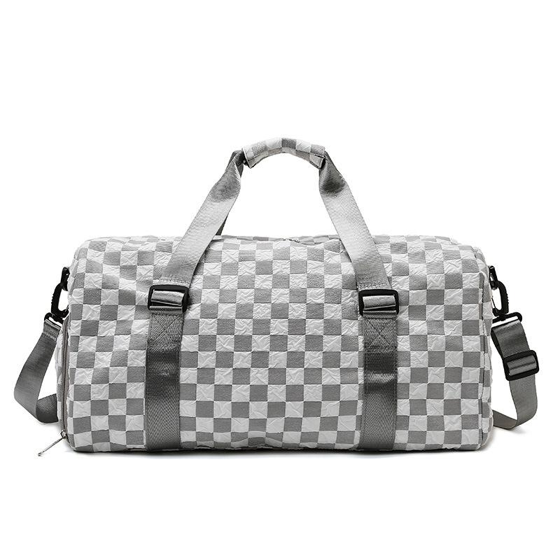 Chessboard Fashion Sports Fitness Travel Bag Large Capacity Multifunctional Yoga Bag Dry and Wet Separation Shoulder Bag