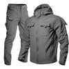 Men's Winter Fleece-Lined Softshell Jacket and Pants Set for Outdoor Activities