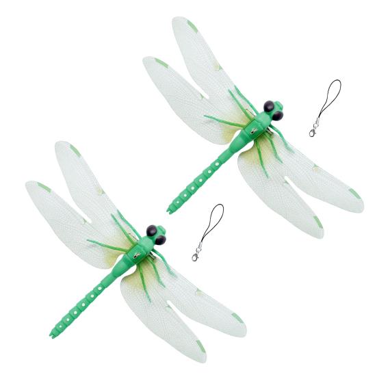 3D Simulation Dragonfly Outdoor Fake Dragonfly with Keychain Artificial Insect Model for Garden Yard Courtyard Patio Flower Beds