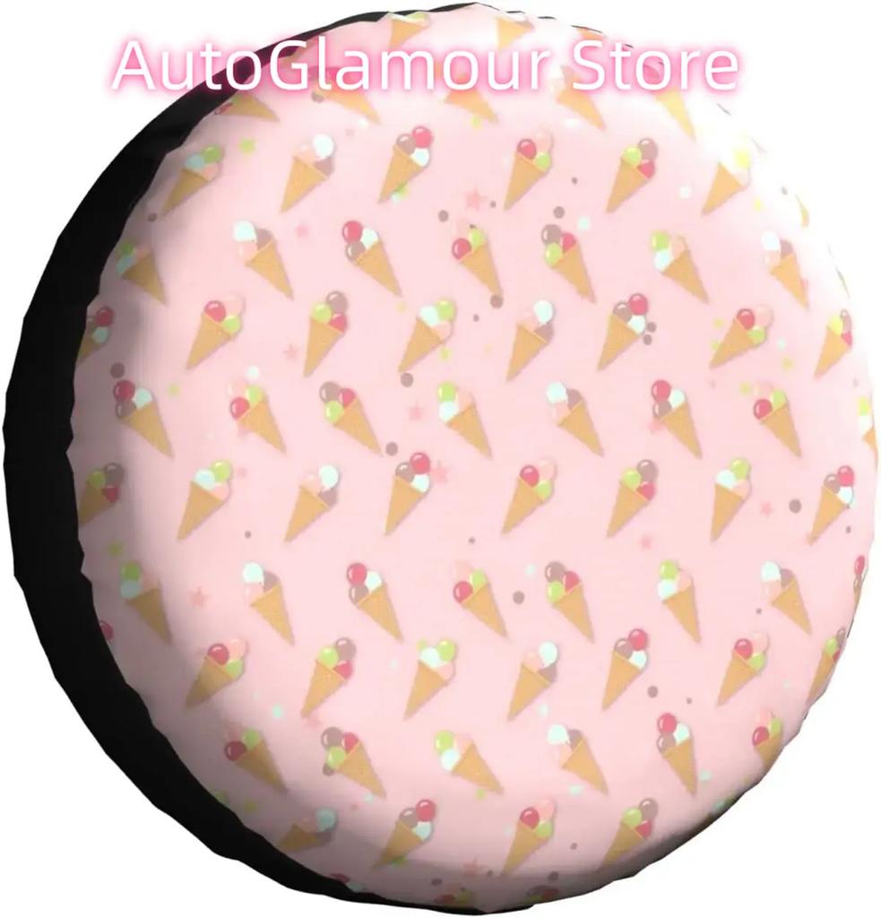 Spare Tire Cover Universal Tires Cover Pink Popsicle Background Car Tire Cover Wheel Weatherproof and Dust-Proof UV Sun