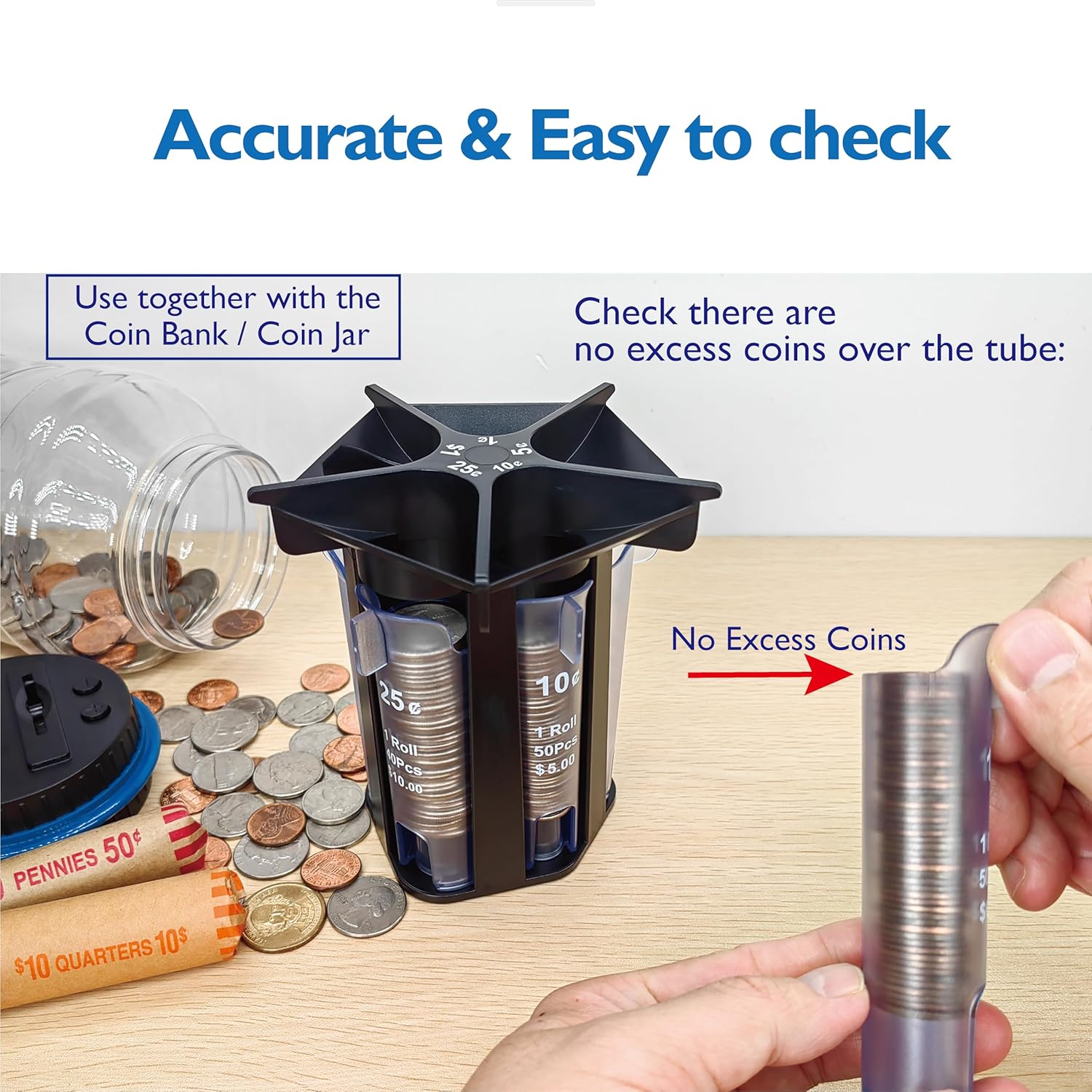 

Сортировочная трубка для монет, счетчик монет с обертками для монет, машина для сортировки и подсчета монет 5-в-1, органайзер для монет и держатель для монет, роллер для монет, использовать с