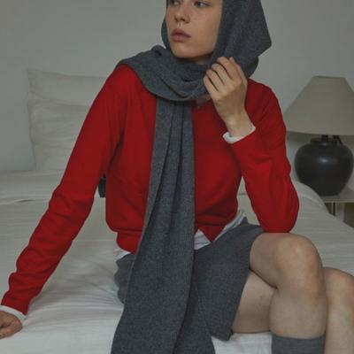 White Project HOOD VIRGIN WOOL KNIT MUFFLER_GREY