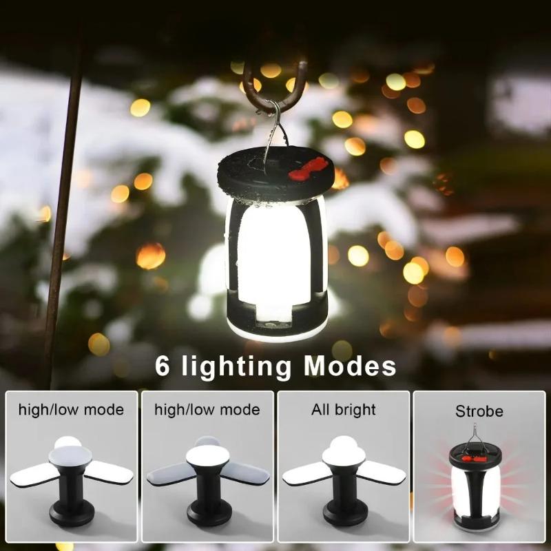 4500mAh  High Power Solar LED Camping Lantern Rechargeable Emergency Power Bank Foldable 6 Light Modes for Camping Fishing