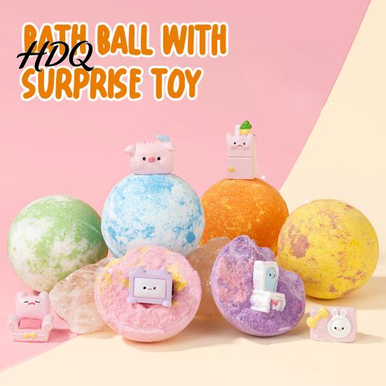 Bath Ball with Surprise Toy Salt Inside Fruity Floral Plants Extract Handmade Natural Sea Bubble Women Men SPA Gift Scented