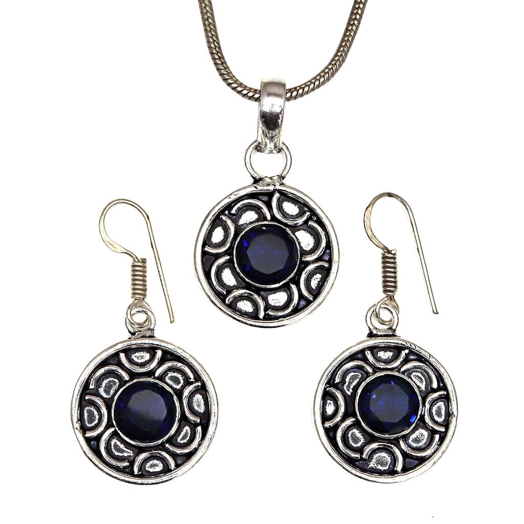 Tanzanite Set Jewelry Quartz Gemstone Pendant 18-20'' Necklace