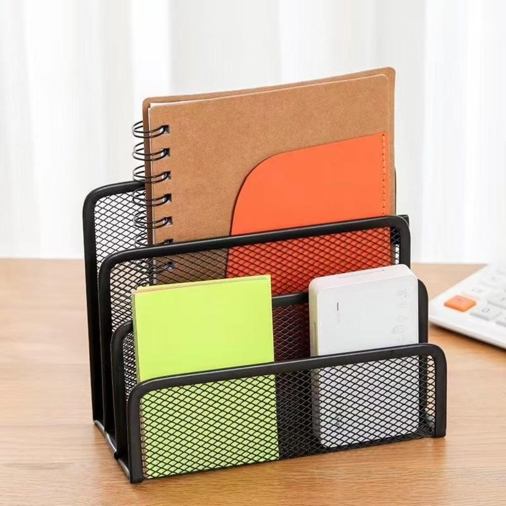 2/3 Grids Pen Holder Metal Mesh File Storage Rack Creative Metal Storage Box  Pencil