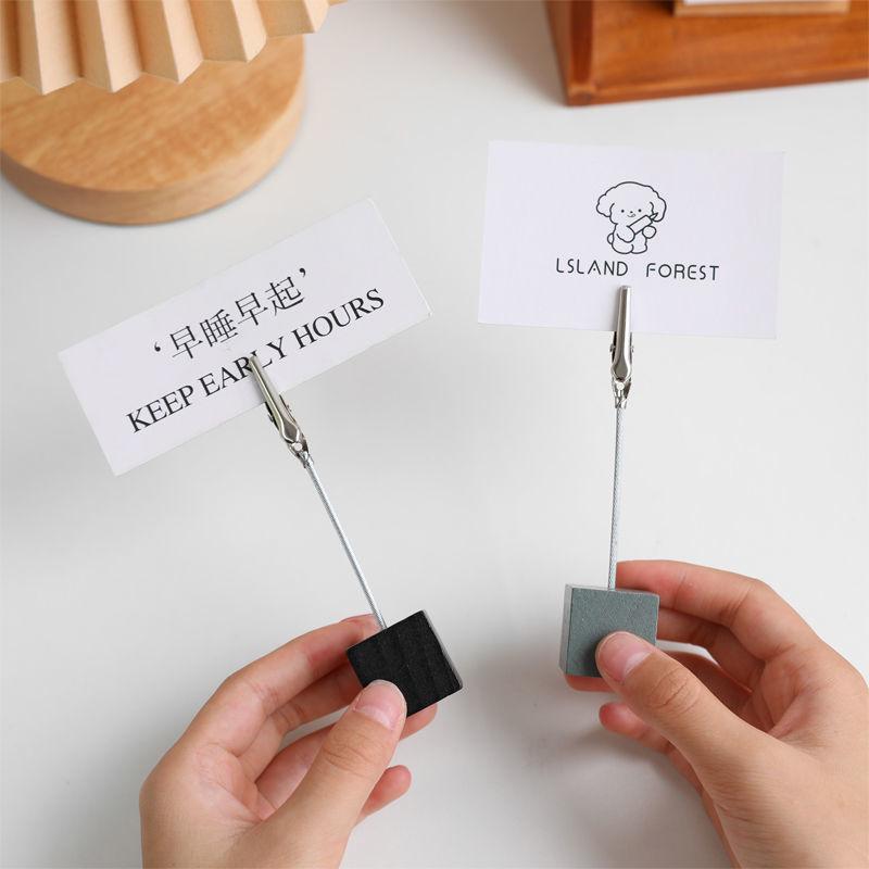 Wooden Memo Clip: Vertical Label Stand for Desktop Decoration, DIY Retro Base Card and Paper Display