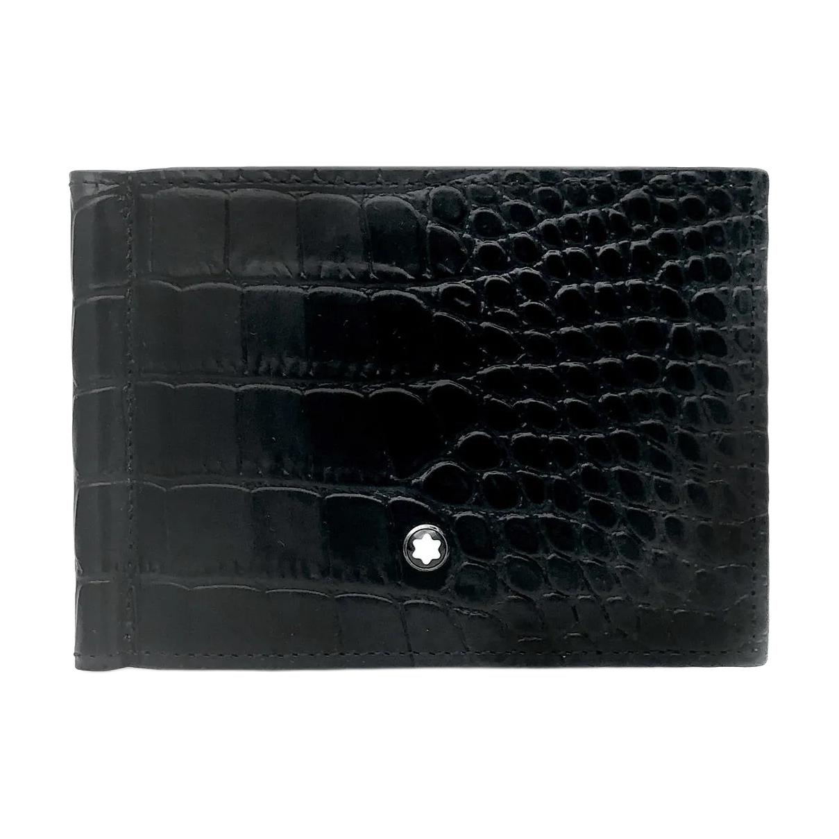 Montblanc Meisterstück Solid Color Minimalist Logo Leather Wallet Men wallet Black 126643 Basic Set (Bag+Dust Bag)
