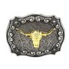 Zinc Western Denim Belt Buckle Cow Skull Reteo Vintage Belt Button Head