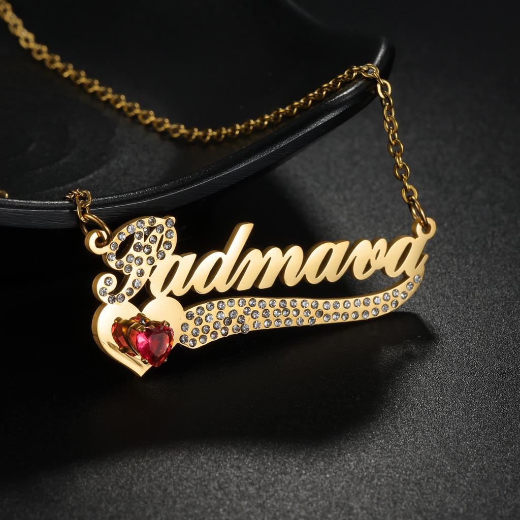 Atoztide Personalisierte Namenskette für Damen Herren Zirkon Herz Edelstahl Schmuck Anhänger Gliederkette Geburtstag Personalisierbares Geschenk