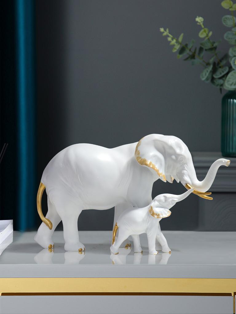 Scultura di elefante madre e figlio in resina, squisita statuetta artigianale per la decorazione della casa per camera da letto, soggiorno, scrivania dello studio
