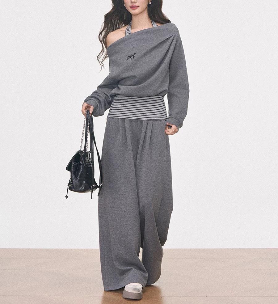 Женский серый вязаный комплект-двойка и спортивный комплект-тройка, повседневный S